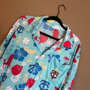 Minnesota Twins Margaritaville Hawaiian Shirt Mens Large Blue Baseball Tropical